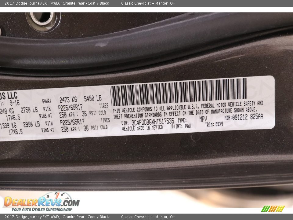 2017 Dodge Journey SXT AWD Granite Pearl-Coat / Black Photo #16