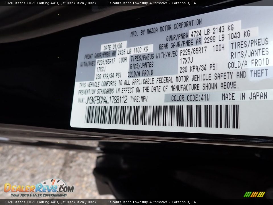 2020 Mazda CX-5 Touring AWD Jet Black Mica / Black Photo #11