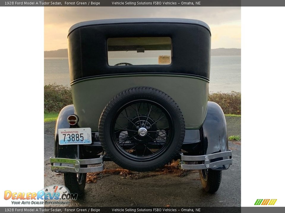 1928 Ford Model A Tudor Sedan Forest Green / Beige Photo #15