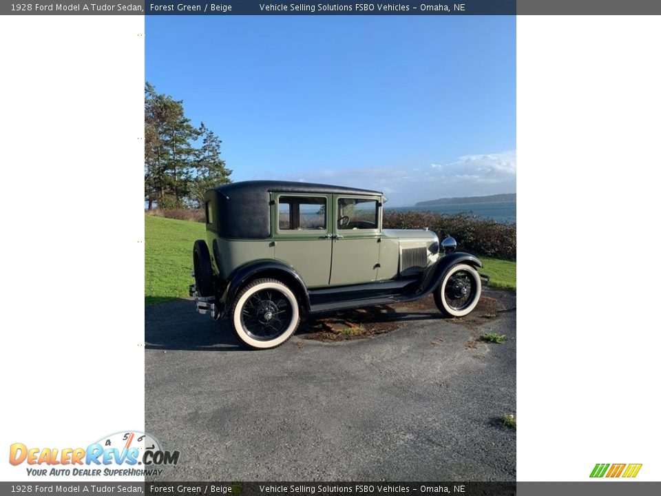 1928 Ford Model A Tudor Sedan Forest Green / Beige Photo #22