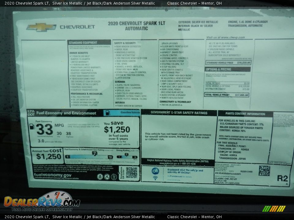 2020 Chevrolet Spark LT Silver Ice Metallic / Jet Black/Dark Anderson Silver Metallic Photo #7