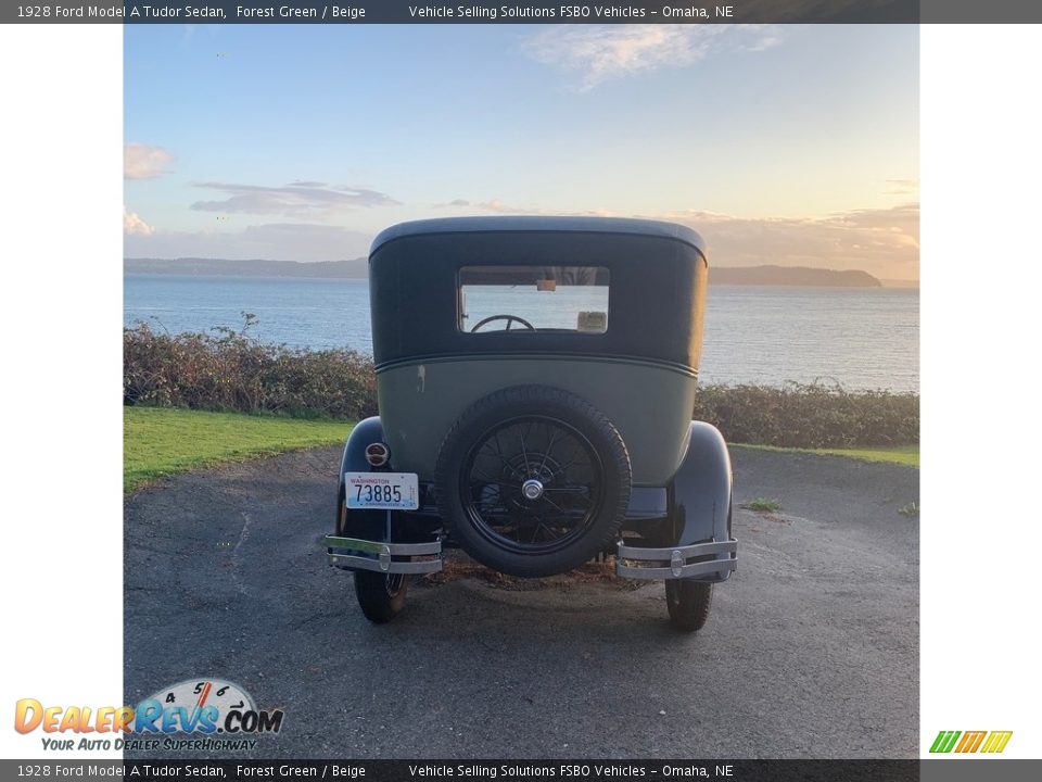 1928 Ford Model A Tudor Sedan Forest Green / Beige Photo #23