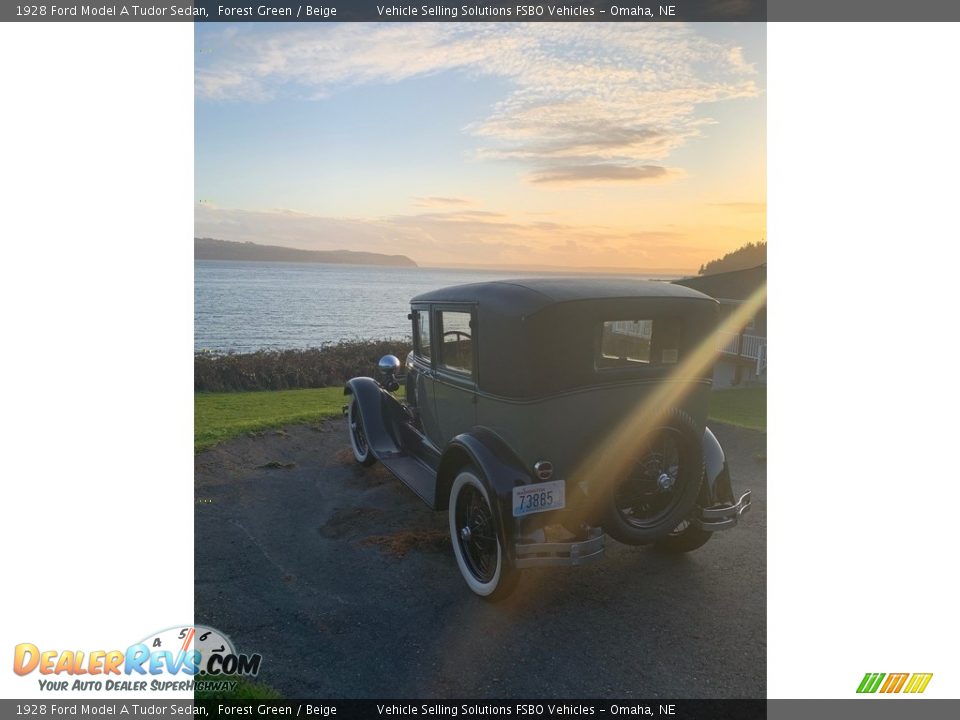 1928 Ford Model A Tudor Sedan Forest Green / Beige Photo #24