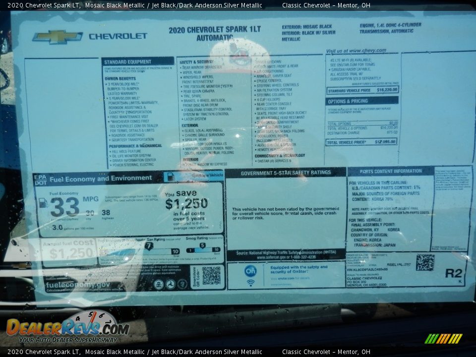 2020 Chevrolet Spark LT Window Sticker Photo #7