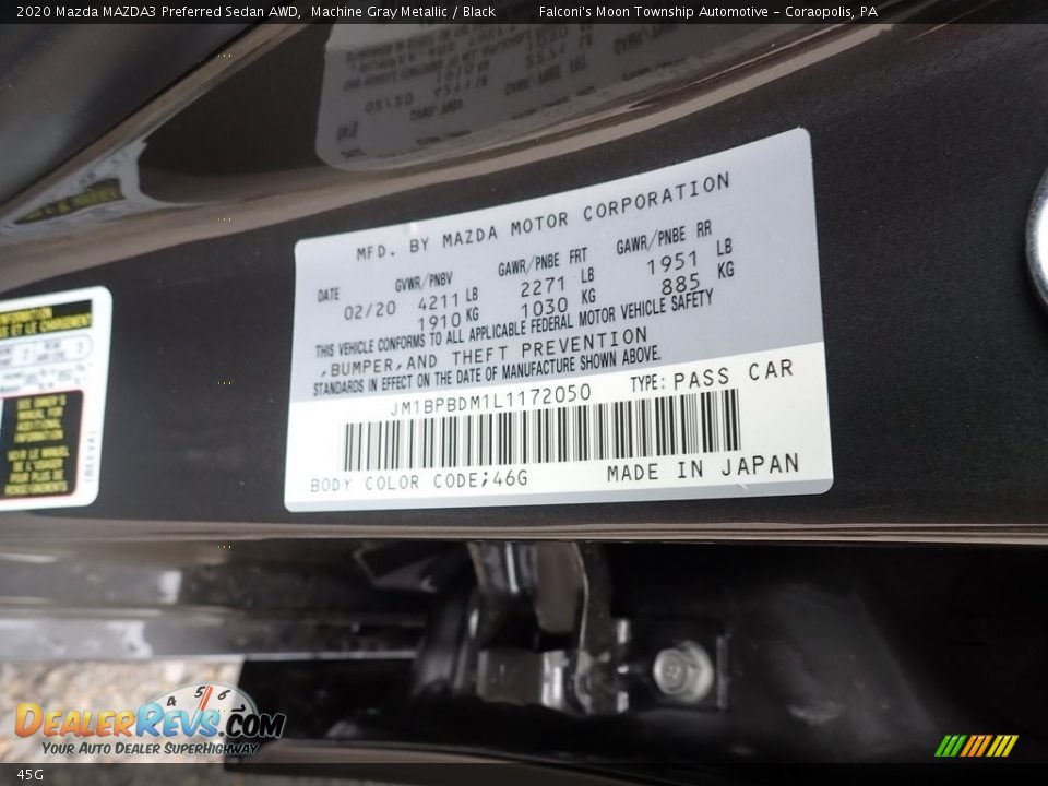 Mazda Color Code 45G Machine Gray Metallic