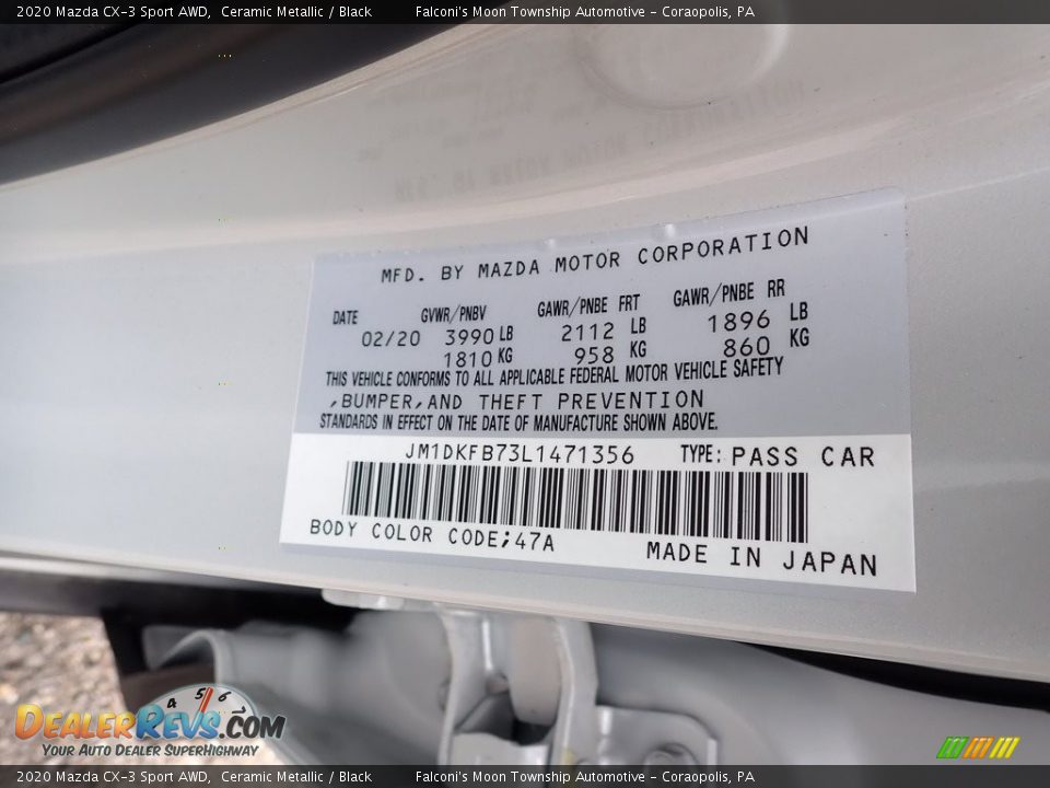 2020 Mazda CX-3 Sport AWD Ceramic Metallic / Black Photo #12