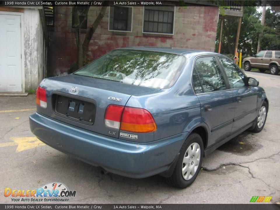 1998 Honda Civic LX Sedan Cyclone Blue Metallic / Gray Photo #2