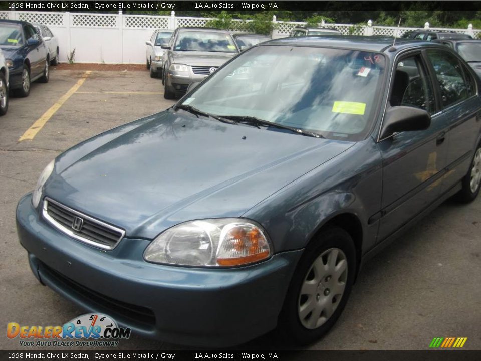 1998 Honda Civic LX Sedan Cyclone Blue Metallic / Gray Photo #7