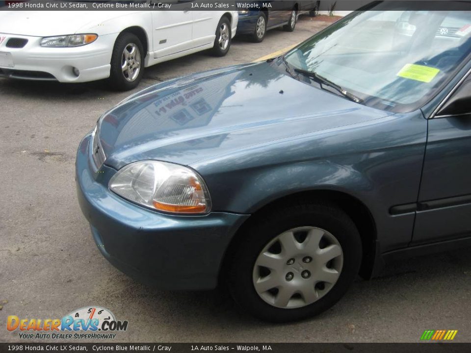 1998 Honda Civic LX Sedan Cyclone Blue Metallic / Gray Photo #8