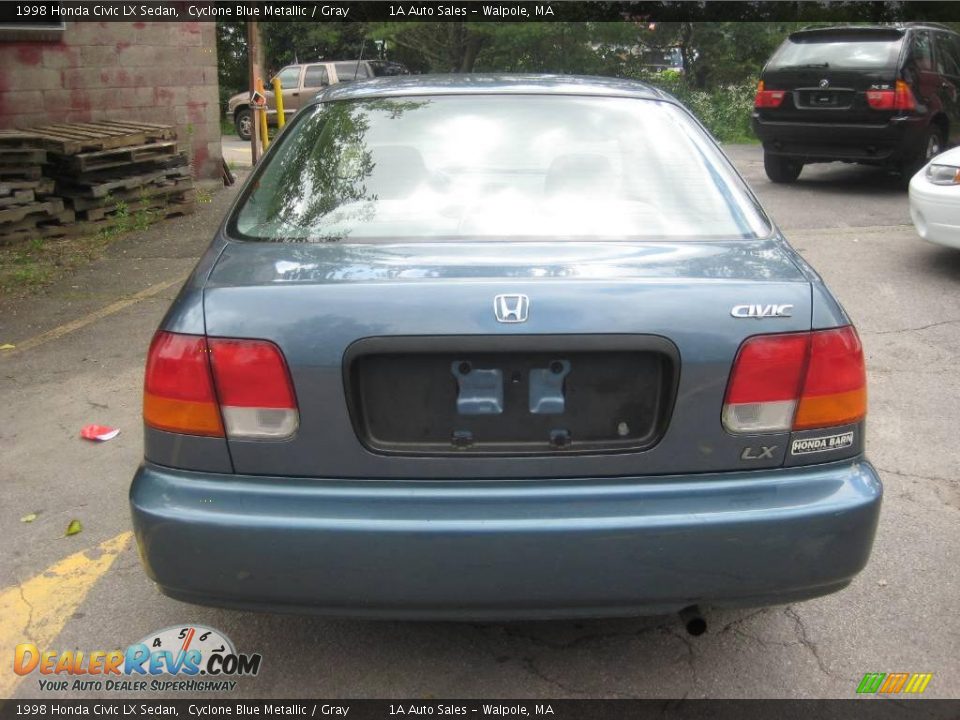 1998 Honda Civic LX Sedan Cyclone Blue Metallic / Gray Photo #11