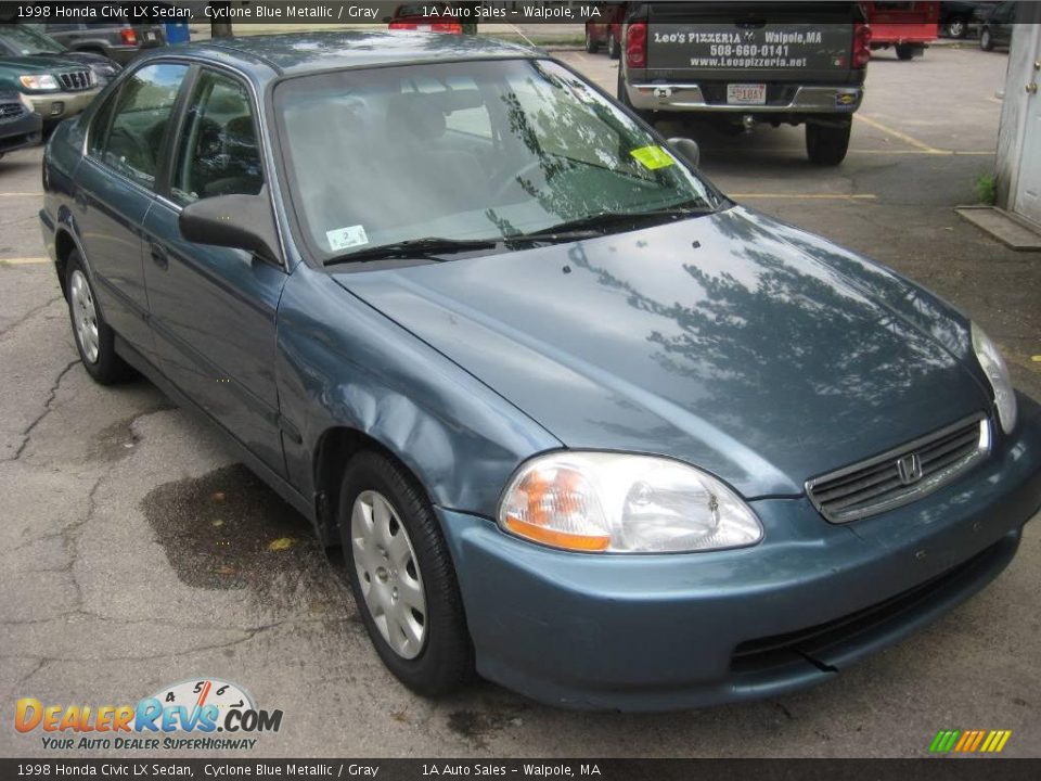 1998 Honda Civic LX Sedan Cyclone Blue Metallic / Gray Photo #16