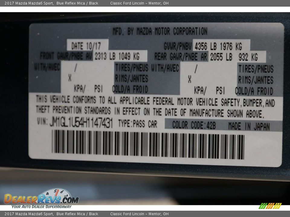 2017 Mazda Mazda6 Sport Blue Reflex Mica / Black Photo #19