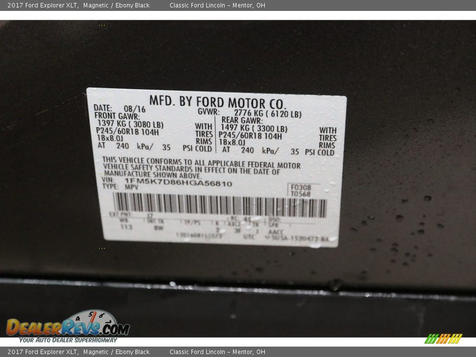 2017 Ford Explorer XLT Magnetic / Ebony Black Photo #21