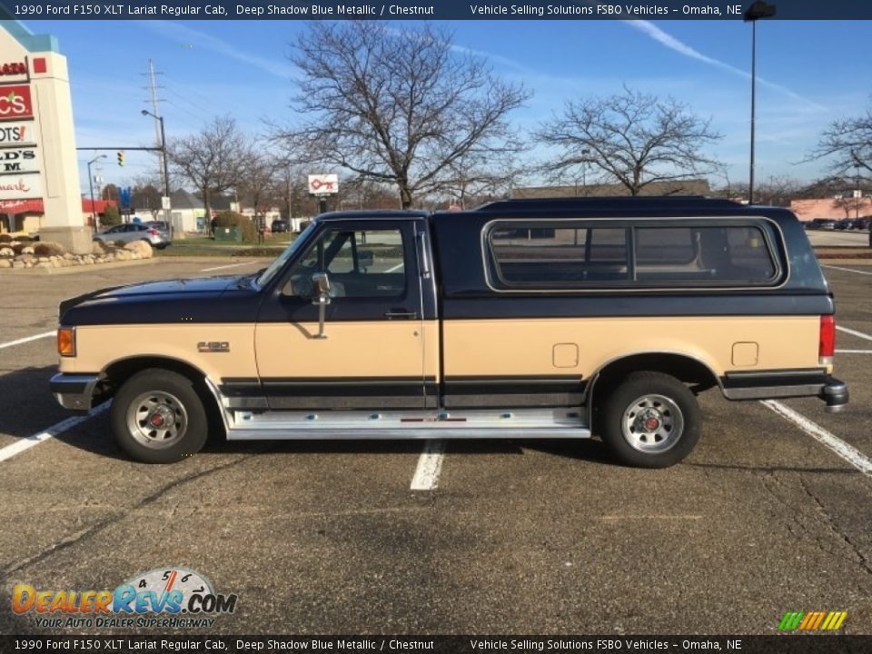 Deep Shadow Blue Metallic 1990 Ford F150 XLT Lariat Regular Cab Photo #1