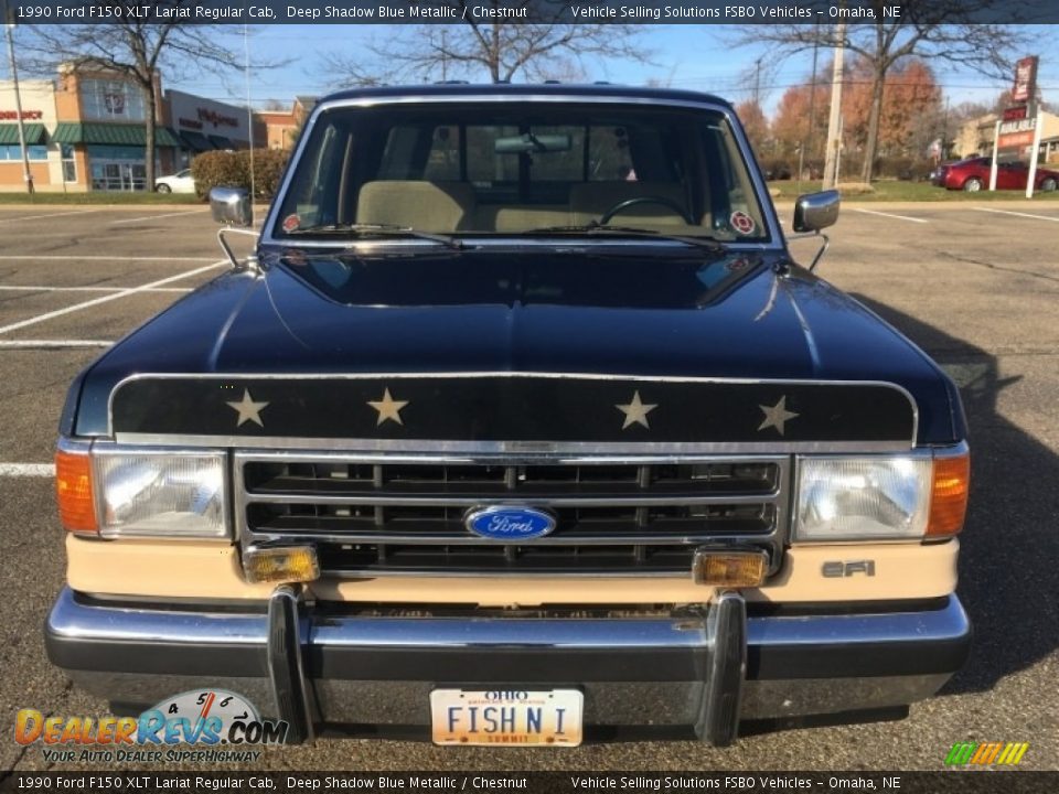 1990 Ford F150 XLT Lariat Regular Cab Deep Shadow Blue Metallic / Chestnut Photo #17