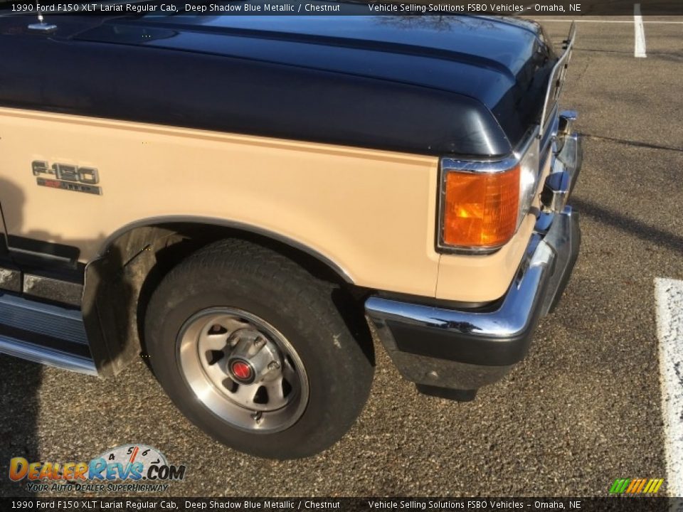 1990 Ford F150 XLT Lariat Regular Cab Deep Shadow Blue Metallic / Chestnut Photo #21