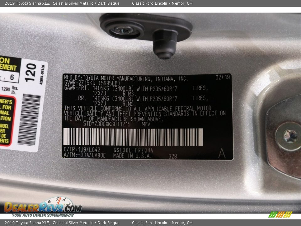 2019 Toyota Sienna XLE Celestial Silver Metallic / Dark Bisque Photo #30