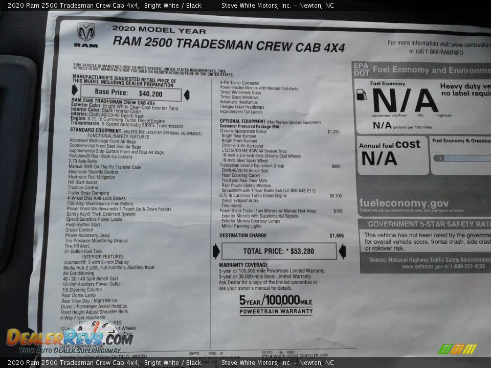 2020 Ram 2500 Tradesman Crew Cab 4x4 Bright White / Black Photo #28