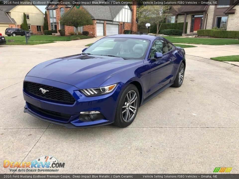 2016 Ford Mustang EcoBoost Premium Coupe Deep Impact Blue Metallic / Dark Ceramic Photo #1