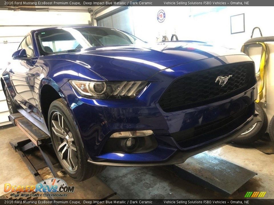 2016 Ford Mustang EcoBoost Premium Coupe Deep Impact Blue Metallic / Dark Ceramic Photo #24