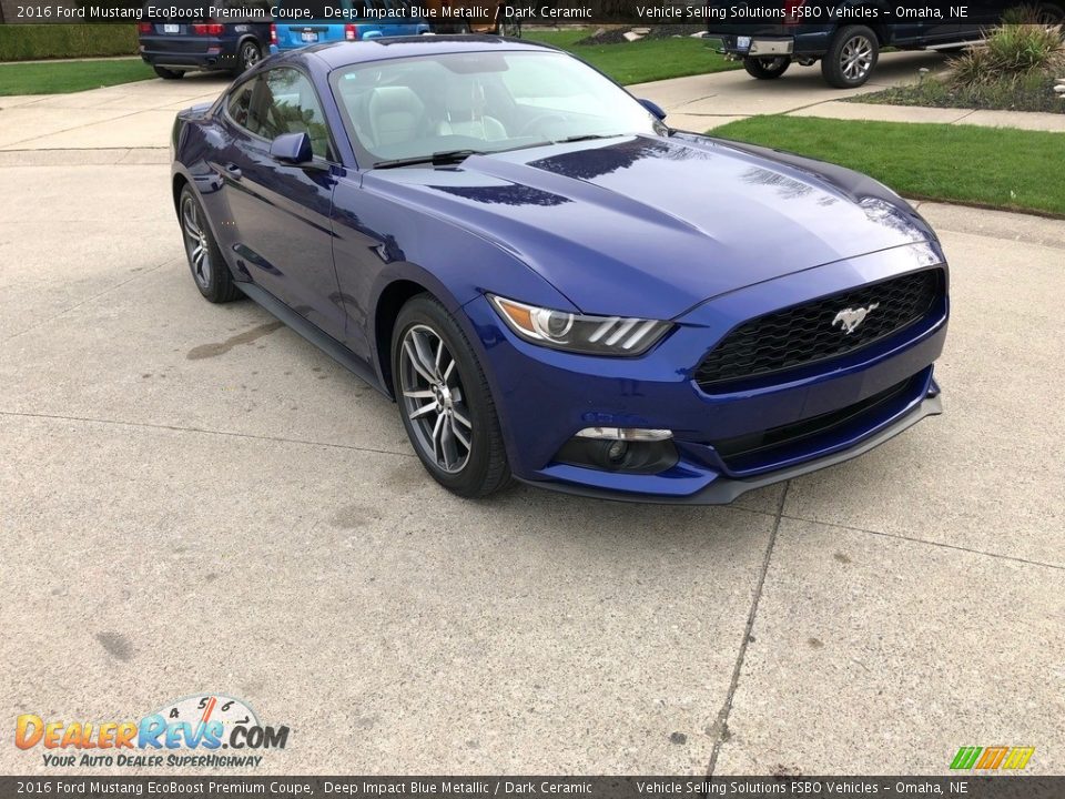 2016 Ford Mustang EcoBoost Premium Coupe Deep Impact Blue Metallic / Dark Ceramic Photo #26