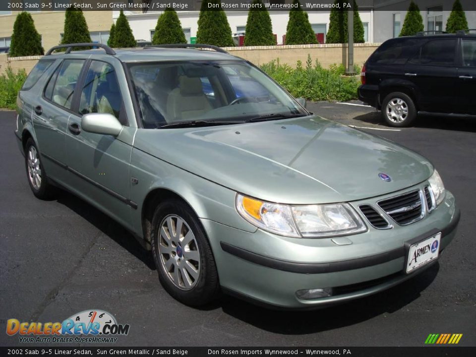 2002 Saab 9-5 Linear Sedan Sun Green Metallic / Sand Beige Photo #4