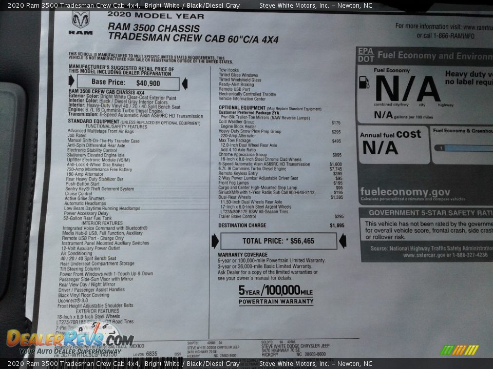 2020 Ram 3500 Tradesman Crew Cab 4x4 Bright White / Black/Diesel Gray Photo #25