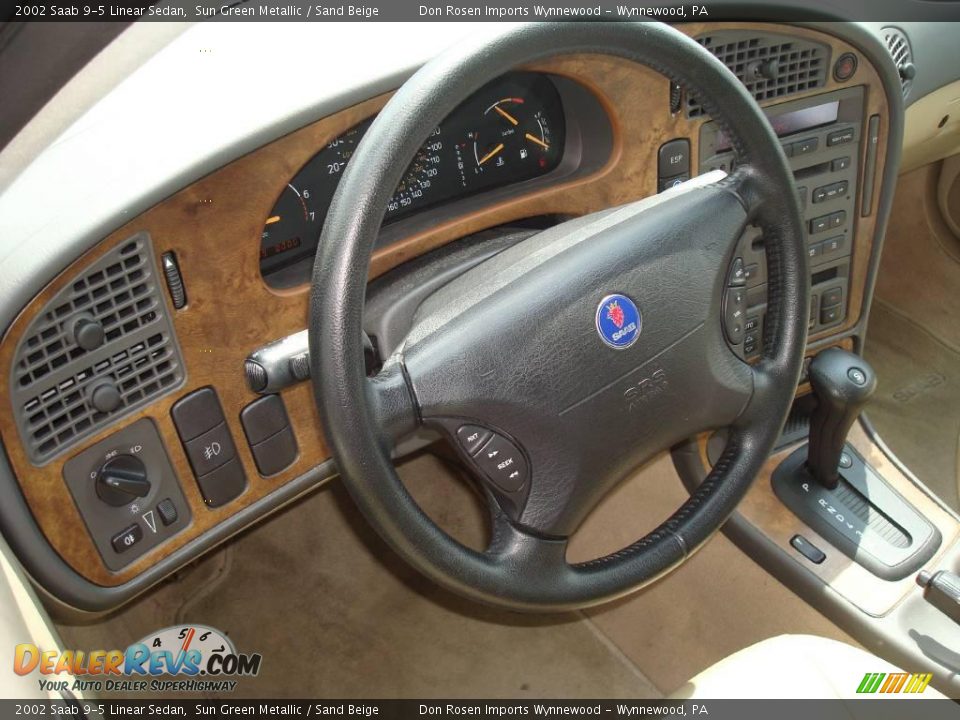 2002 Saab 9-5 Linear Sedan Sun Green Metallic / Sand Beige Photo #11