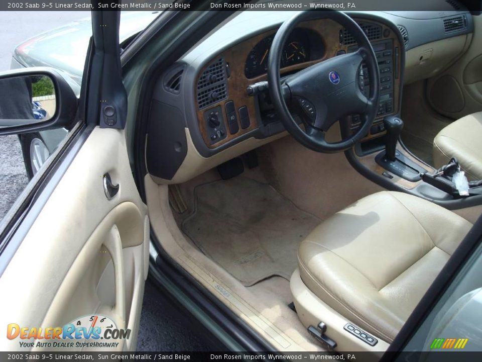 2002 Saab 9-5 Linear Sedan Sun Green Metallic / Sand Beige Photo #12
