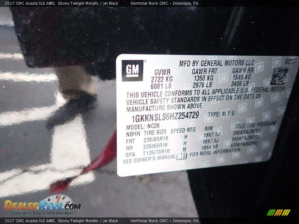 2017 GMC Acadia SLE AWD Ebony Twilight Metallic / Jet Black Photo #16