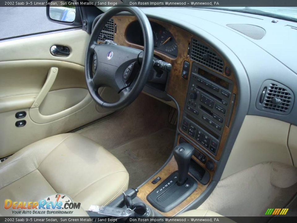 2002 Saab 9-5 Linear Sedan Sun Green Metallic / Sand Beige Photo #17
