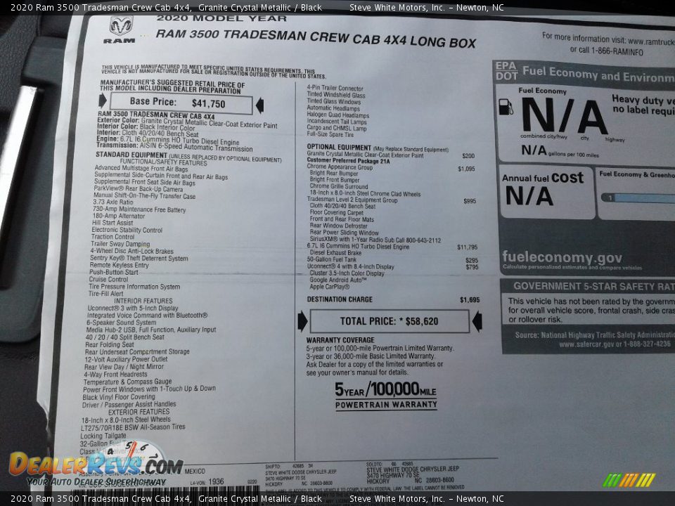 2020 Ram 3500 Tradesman Crew Cab 4x4 Granite Crystal Metallic / Black Photo #27