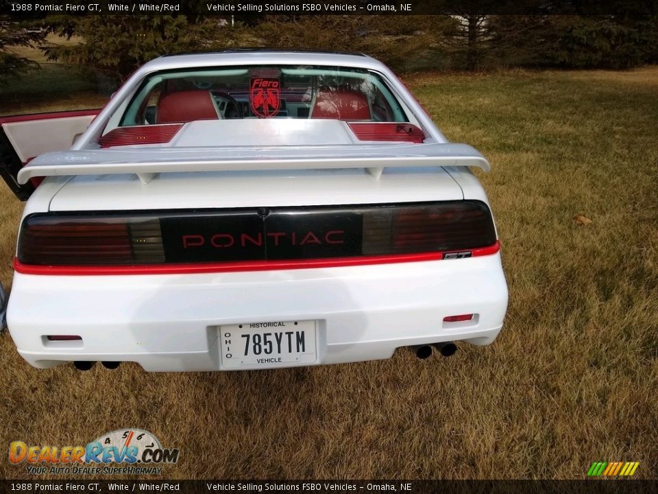 1988 Pontiac Fiero GT White / White/Red Photo #8