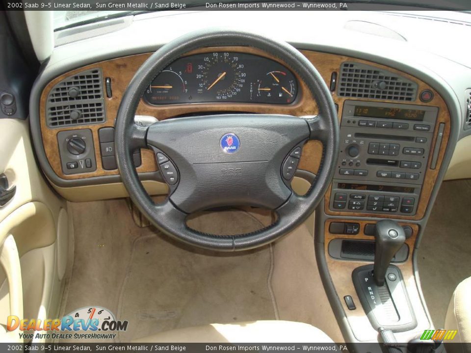 2002 Saab 9-5 Linear Sedan Sun Green Metallic / Sand Beige Photo #30