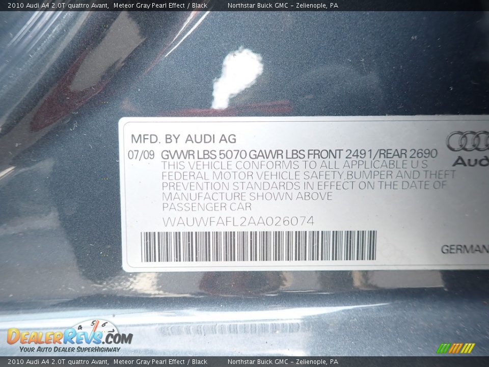 2010 Audi A4 2.0T quattro Avant Meteor Gray Pearl Effect / Black Photo #15