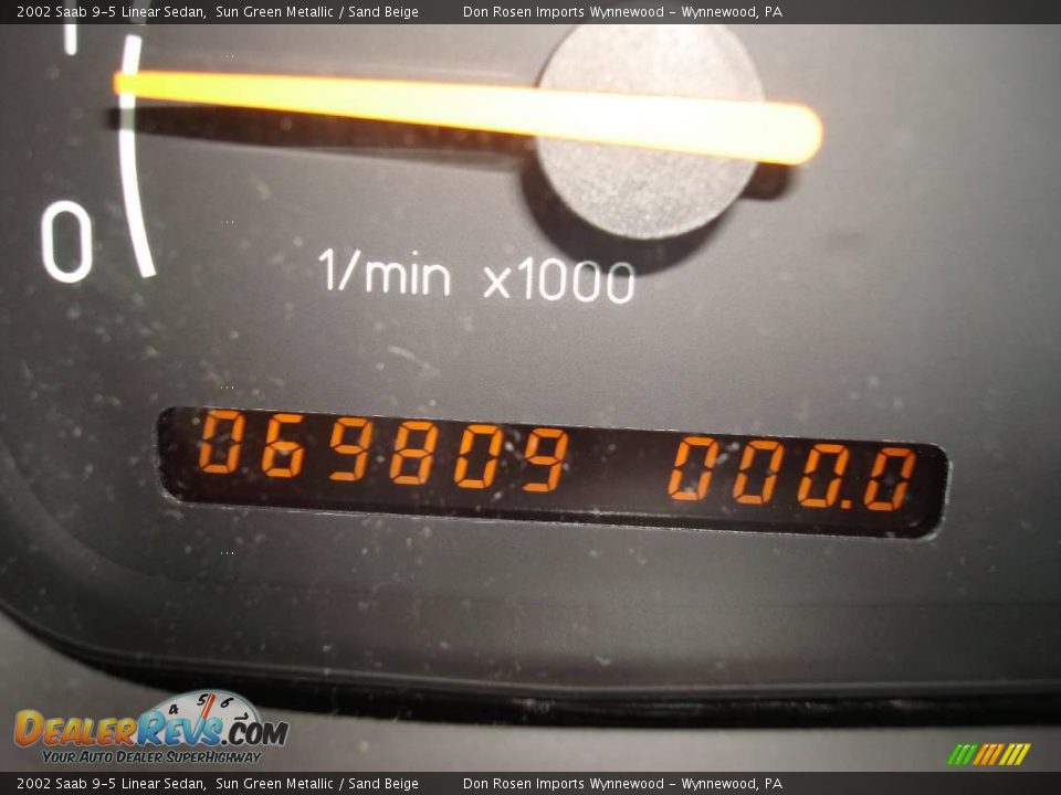 2002 Saab 9-5 Linear Sedan Sun Green Metallic / Sand Beige Photo #36