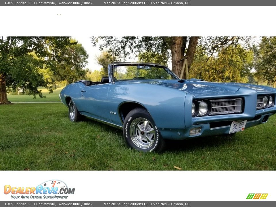 1969 Pontiac GTO Convertible Warwick Blue / Black Photo #5