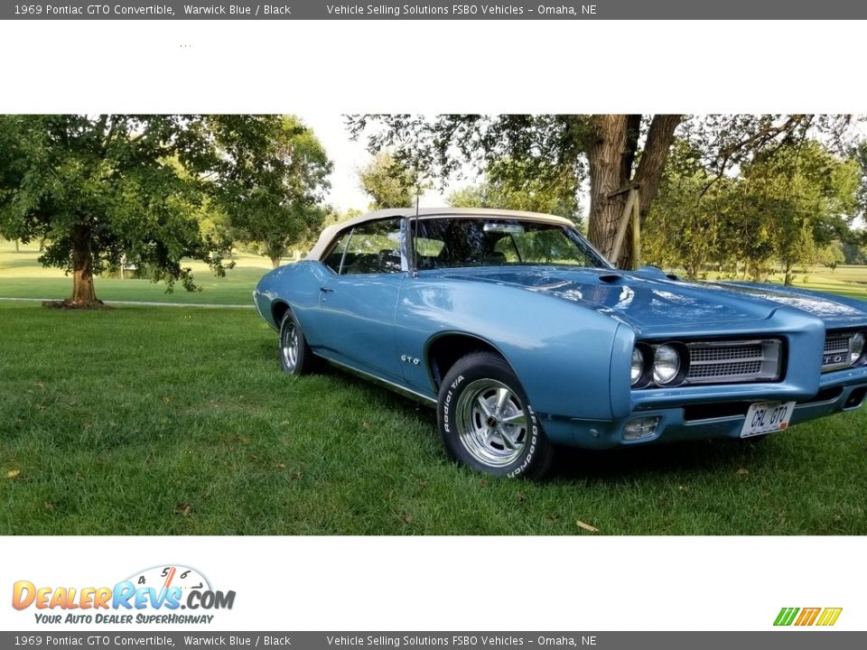 1969 Pontiac GTO Convertible Warwick Blue / Black Photo #11