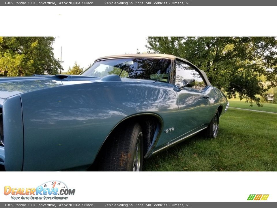 1969 Pontiac GTO Convertible Warwick Blue / Black Photo #12