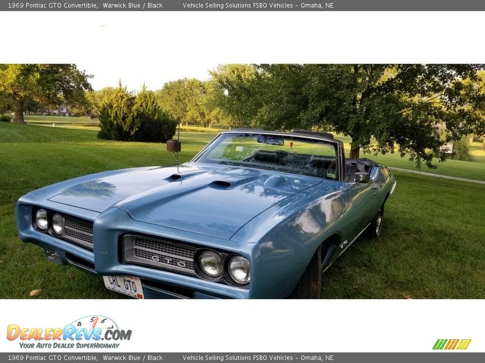 1969 Pontiac GTO Convertible Warwick Blue / Black Photo #13