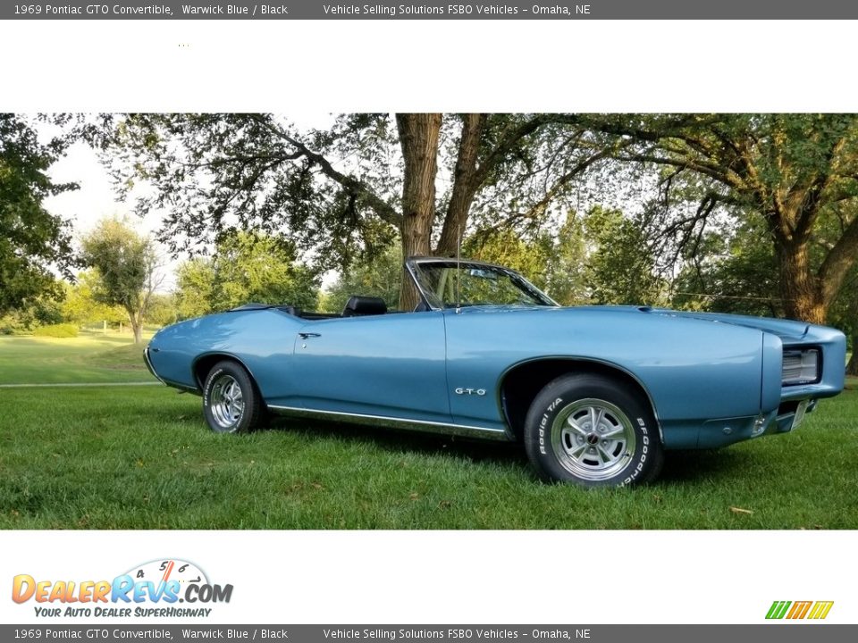 1969 Pontiac GTO Convertible Warwick Blue / Black Photo #17