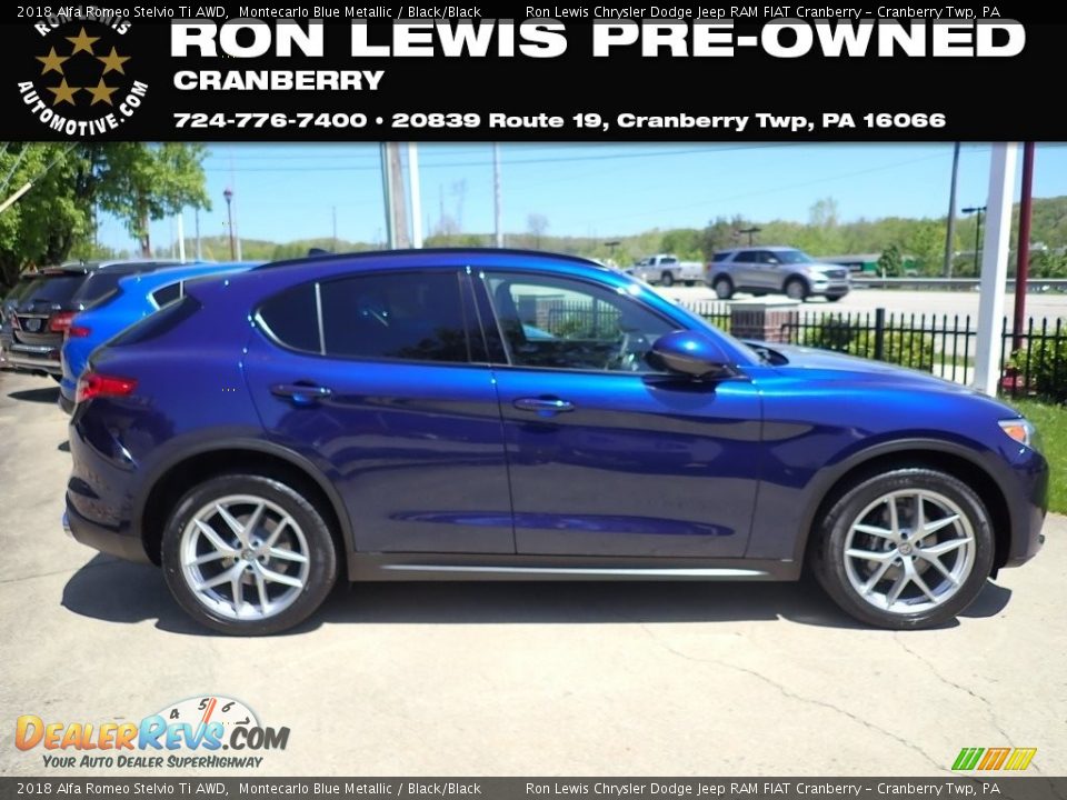2018 Alfa Romeo Stelvio Ti AWD Montecarlo Blue Metallic / Black/Black Photo #1