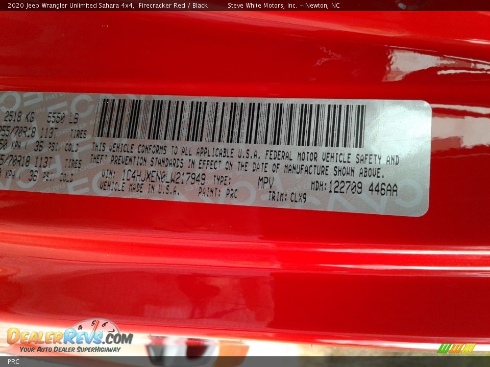 Jeep Color Code PRC Firecracker Red