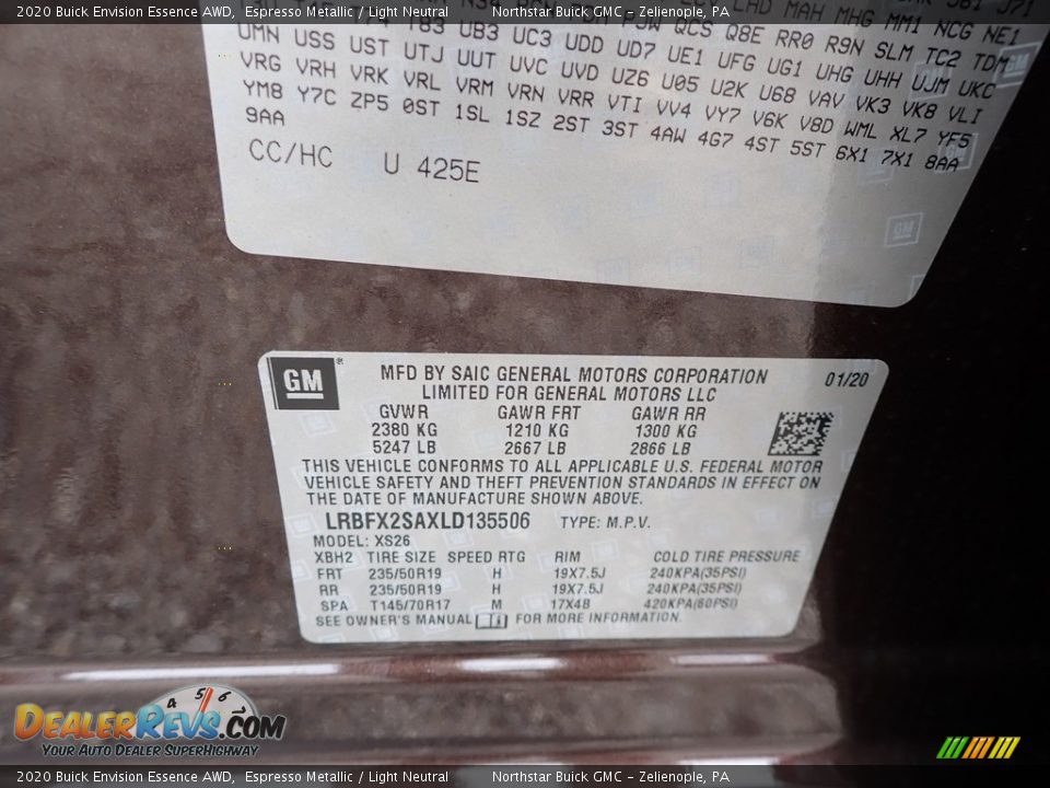 2020 Buick Envision Essence AWD Espresso Metallic / Light Neutral Photo #13