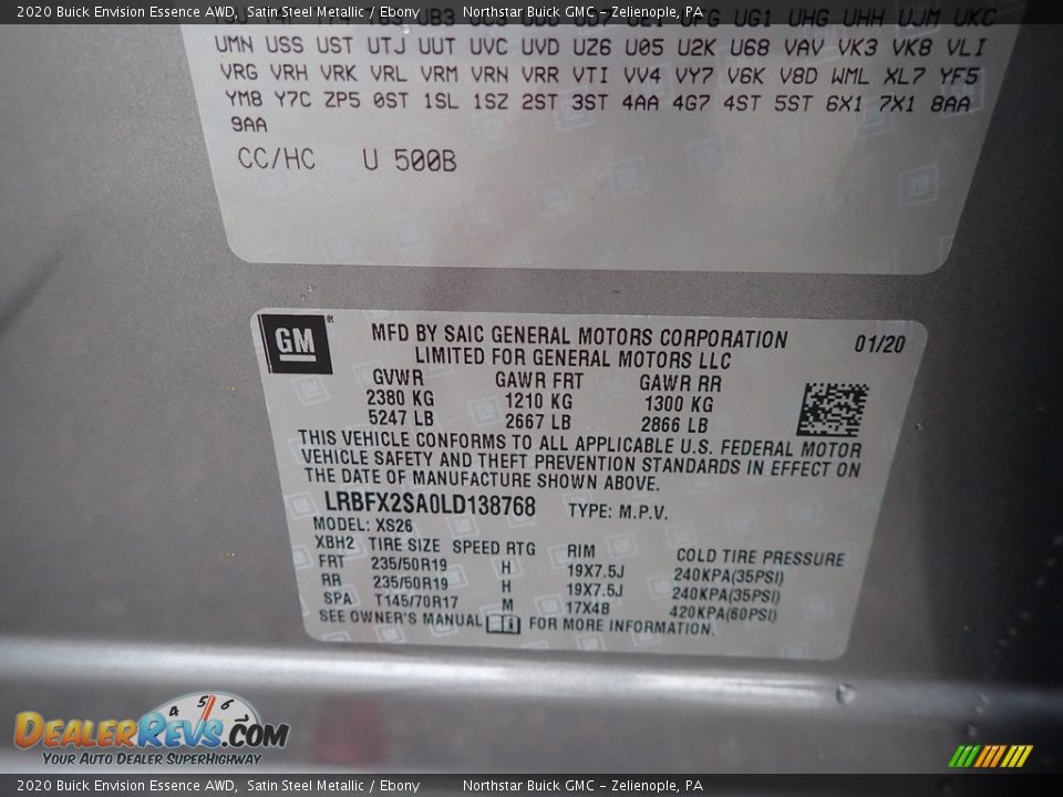 2020 Buick Envision Essence AWD Satin Steel Metallic / Ebony Photo #11