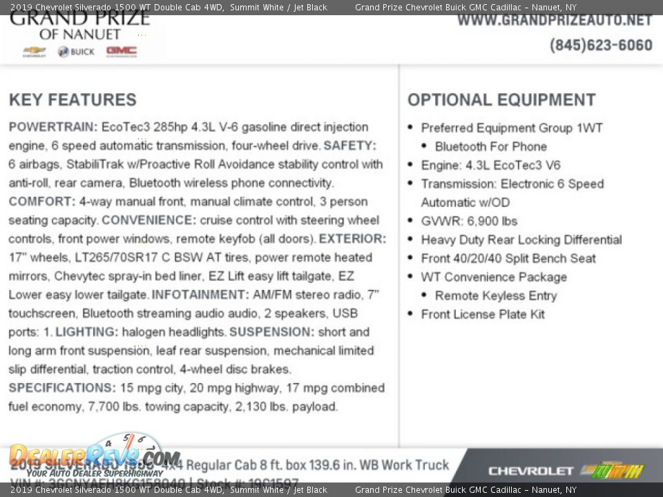 2019 Chevrolet Silverado 1500 WT Double Cab 4WD Summit White / Jet Black Photo #7