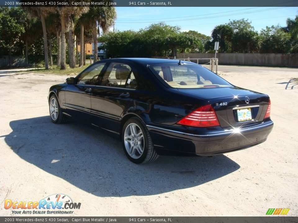 2003 Mercedes-Benz S 430 Sedan Capri Blue Metallic / Java Photo #5