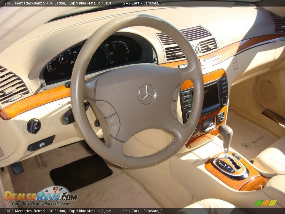 2003 Mercedes-Benz S 430 Sedan Capri Blue Metallic / Java Photo #12