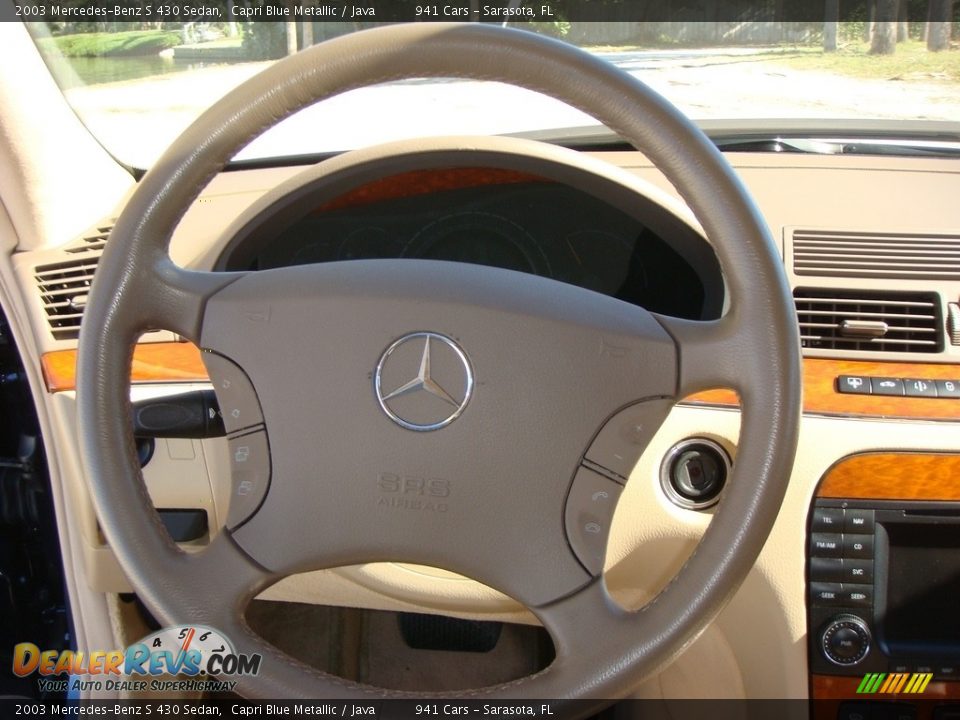 2003 Mercedes-Benz S 430 Sedan Capri Blue Metallic / Java Photo #15