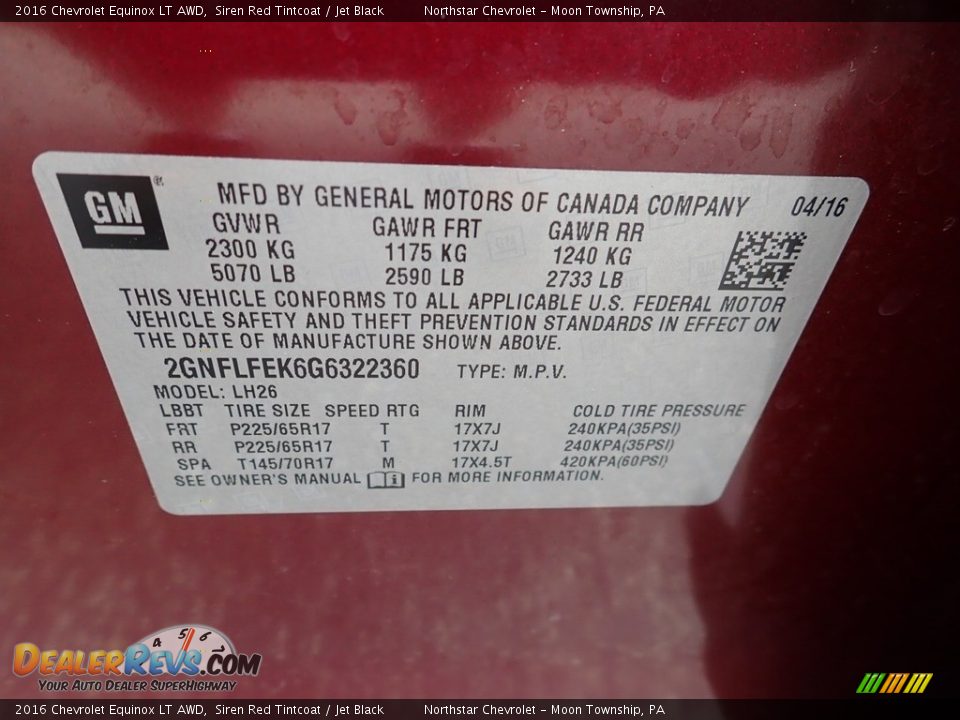 2016 Chevrolet Equinox LT AWD Siren Red Tintcoat / Jet Black Photo #28